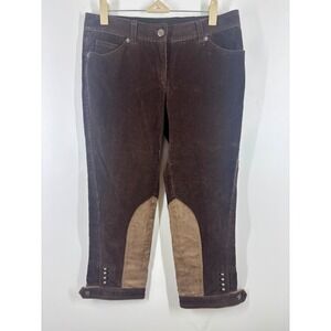 Elie Tahari Brown Corduroy Equestrian Knee Patch Cropped Pants 4